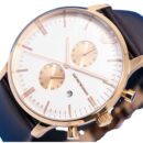 Emporio Armani Men's Rose Gold Chronograph Watch with White Dial and Brown Leather Strap - AR0398